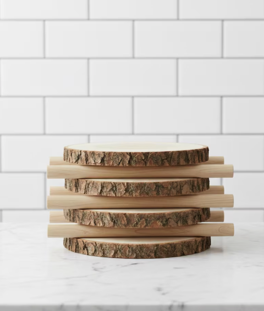 Wood Tree Trunk Slice Centerpiece: Rustic Charcuterie Board with Bark - Pine