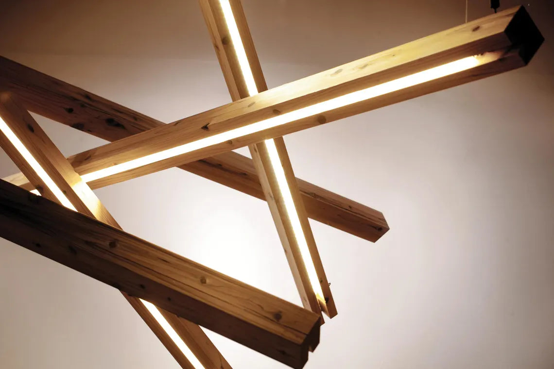 Reclaimed Wood Pendant Light - Natural Minimalist Wood