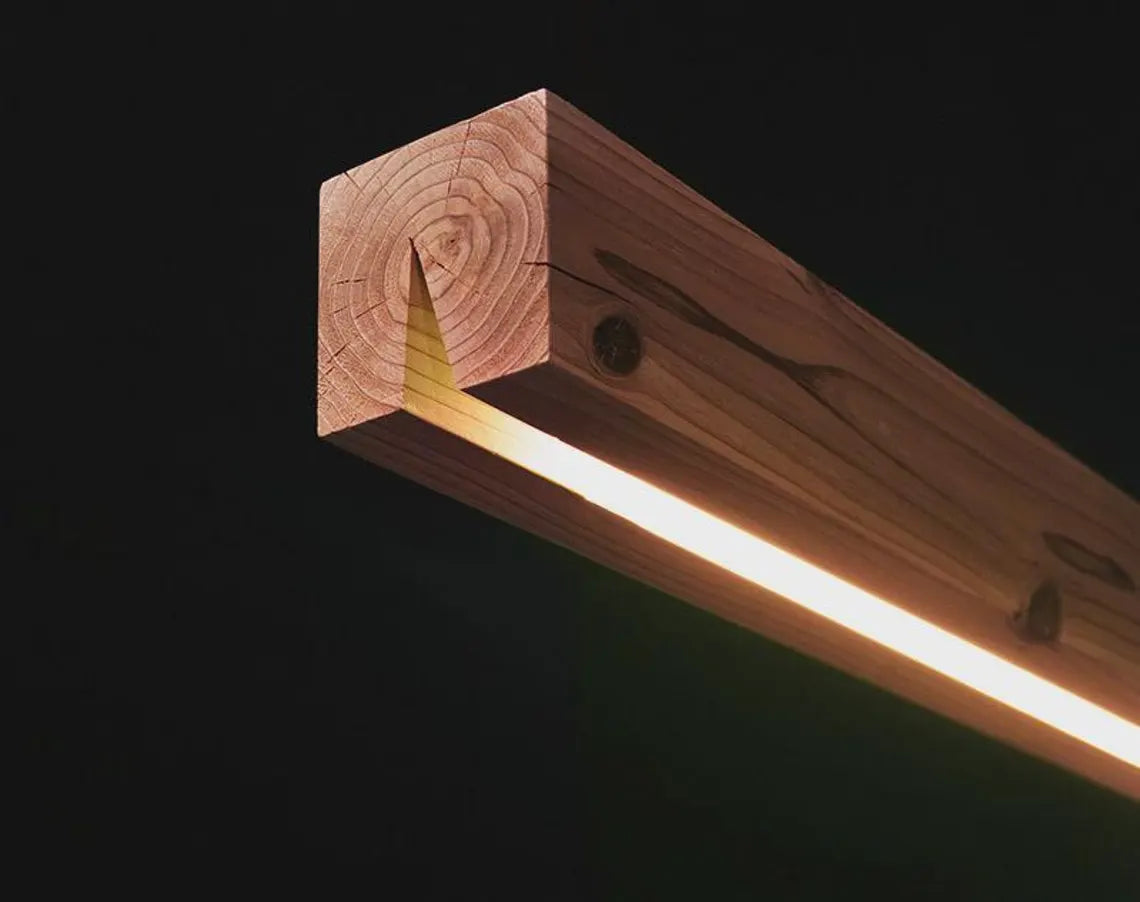 Reclaimed Wood Pendant Light - Natural Minimalist Wood